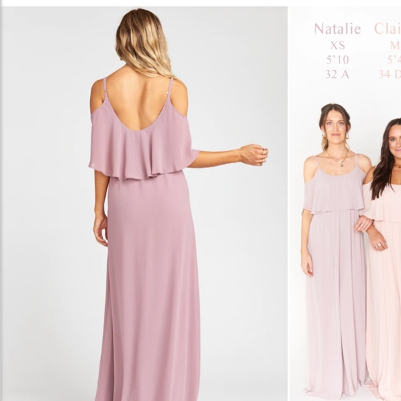 Show Me Your Mumu Caitlin Ruffle Maxi Dress Antique Rose Chiffon - Picture 2 of 5